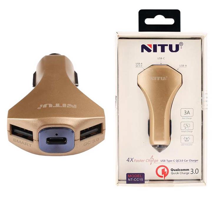 شارژر فندکی 3 پورت فست نیتو مدل NITU NT-CC15 CAR CHARGER SMART